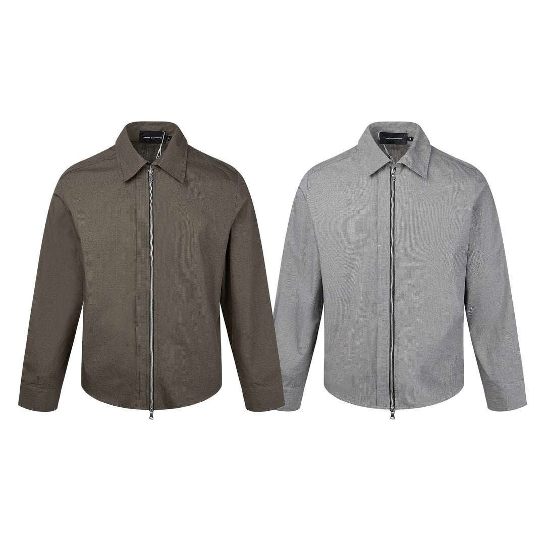 Herren Kurzjacke mit Hemdkragen, Zwei‑Wege‑Reißverschluss und feiner Struktur Shop Nory