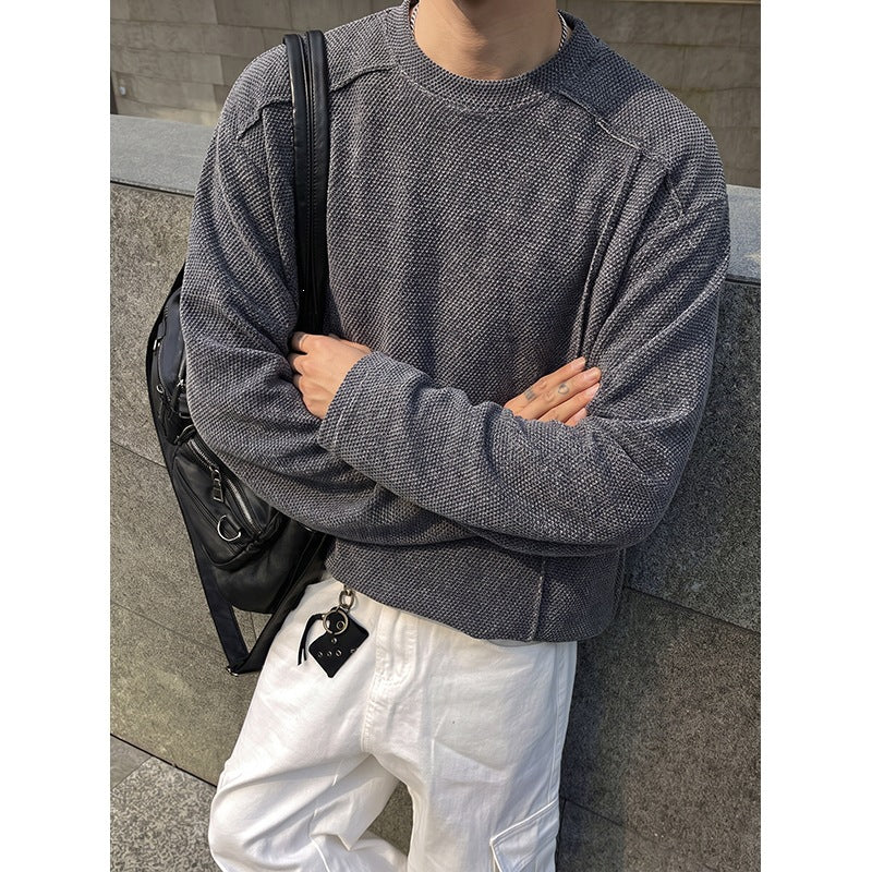 Herren Oversize Waffelstrick-Pullover mit Rundhalsausschnitt Shop Nory