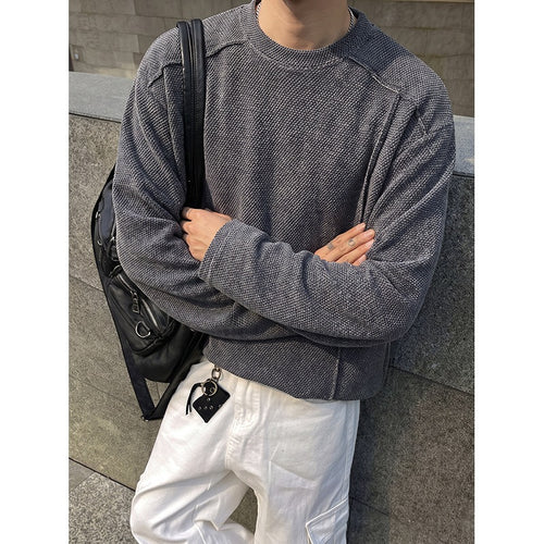 Herren Oversize Waffelstrick-Pullover mit Rundhalsausschnitt Shop Nory