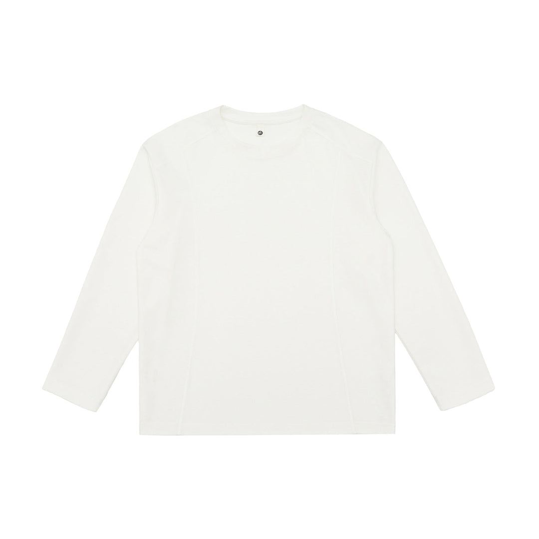 Damen Feines Baumwoll-Langarmshirt mit geradem Saum und Ziernaht-Detail Shop Nory