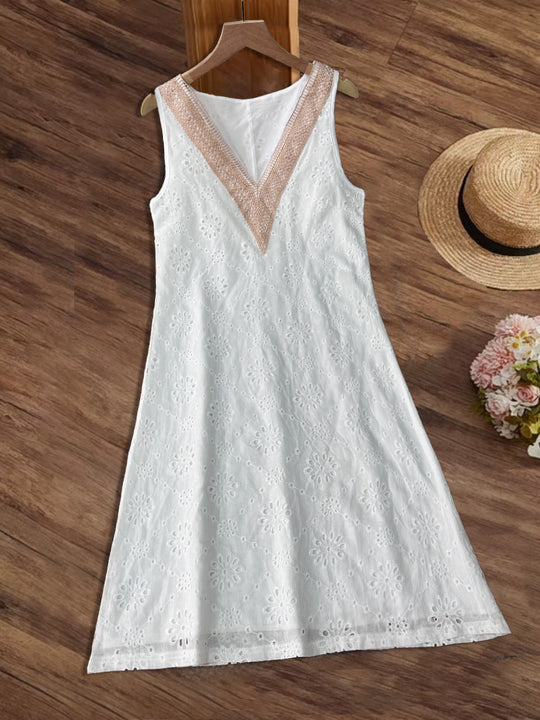 Damen luftiges Sommerkleid mit raffinierten Spitzenakzenten