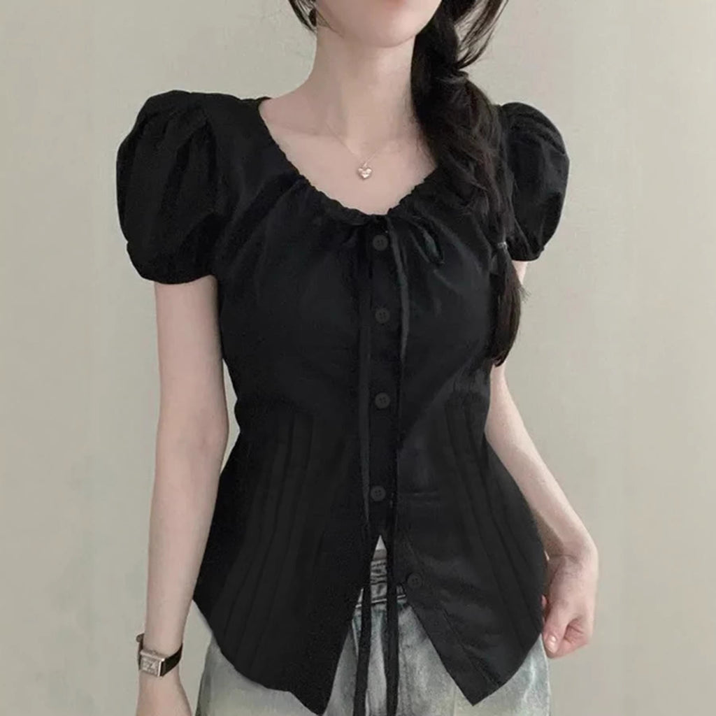 Damen Elegantes Blusenoberteil mit Rüschendetails und taillierter Silhouette