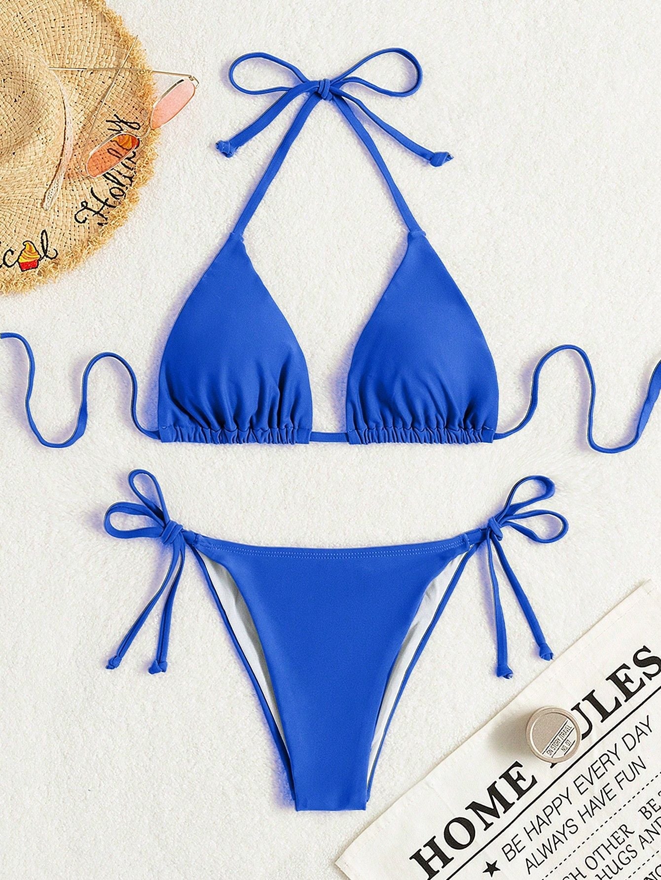 Damen Triangel-Bikini mit verstellbaren Bändern und elastischem Taillenbund