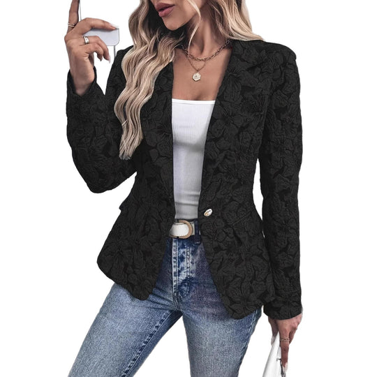 Damen Taillierter Jacquard-Blazer mit floralem Reliefmuster Shop Nory