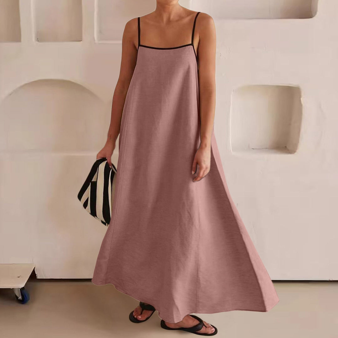 Damen Sommerliches Maxikleid mit schmalen Spaghettiträgern und fließendem Schnitt