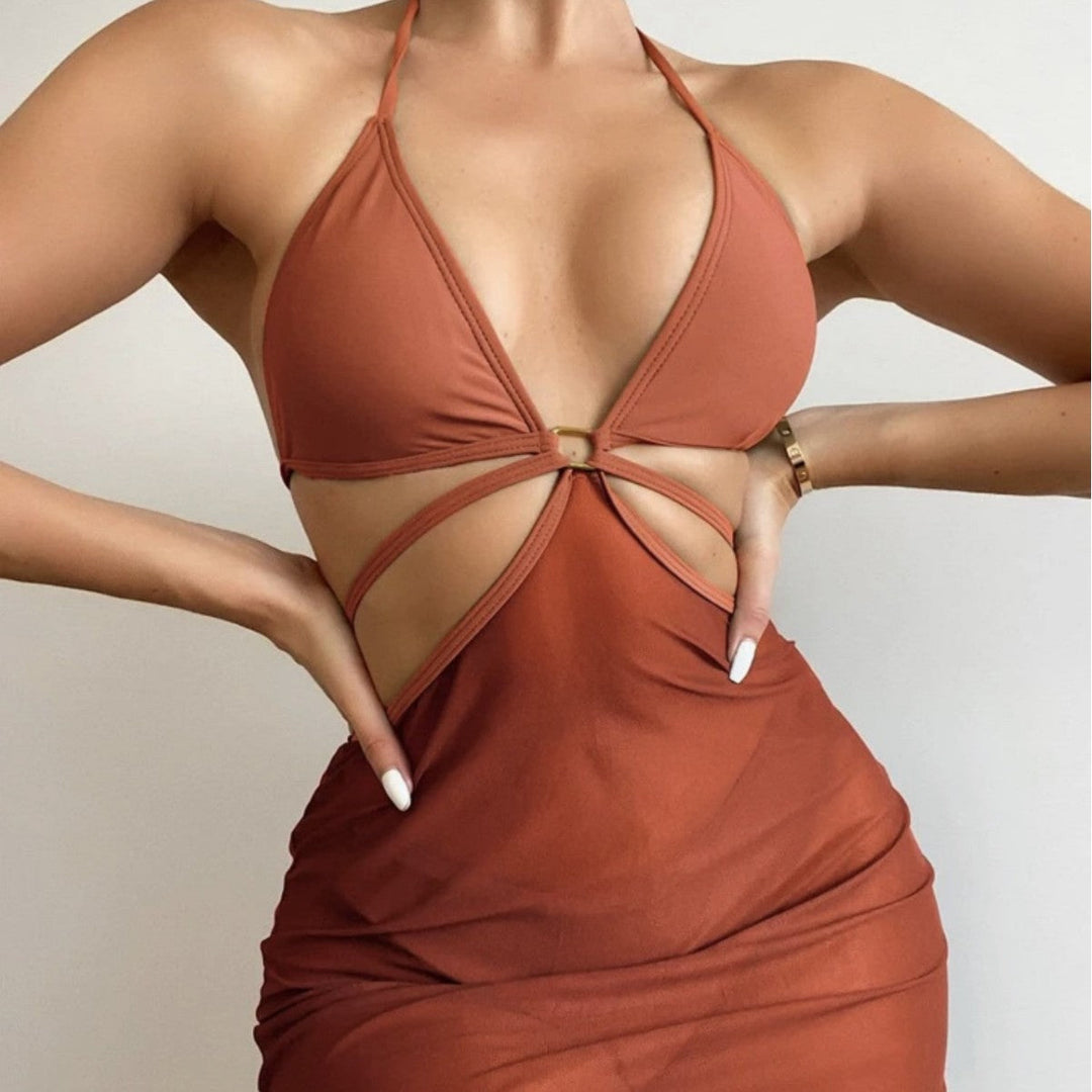 Damen Triangel-Bikini mit transparentem Wickelrock