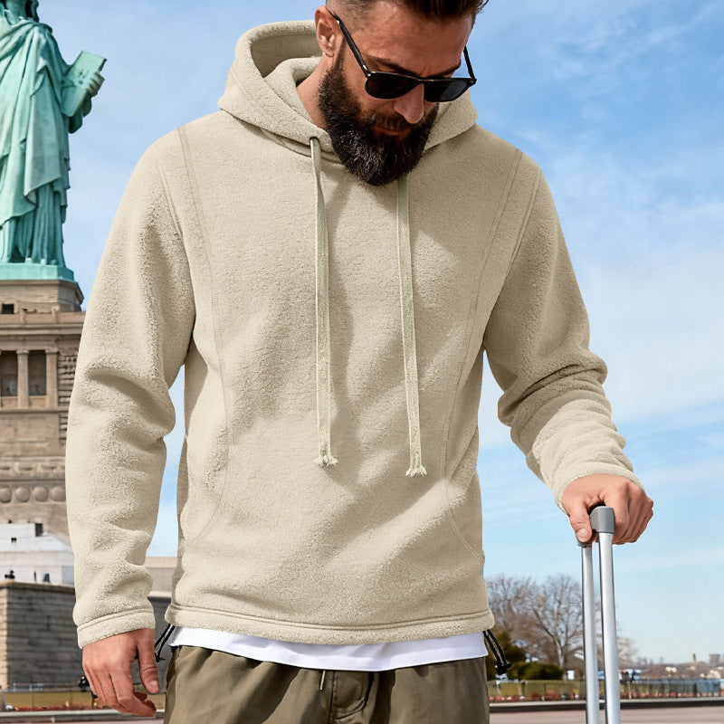 Herren Fleece-Hoodie mit Teddystruktur, Kapuze und entspannter Passform Shop Nory