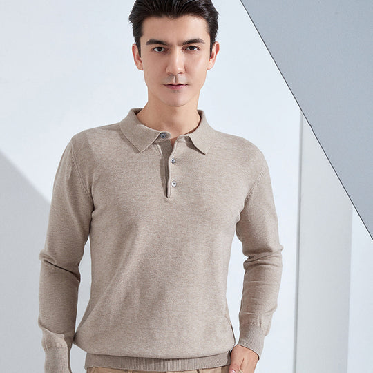 Herren Feiner Langarm-Poloshirt aus Feinstrick mit 3‑Knopf‑Leiste und schmaler Passform Shop Nory