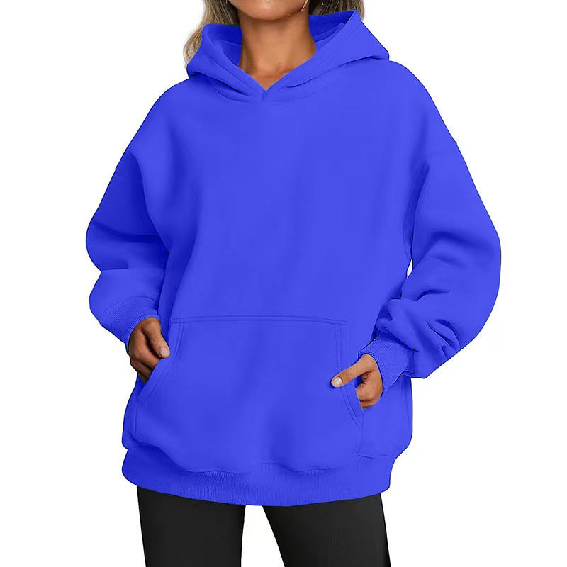 Damen nan weicher Oversize-Kapuzenpullover mit asymmetrischem Saum Kängurutasche und überschnittener Schulter Shop Nory