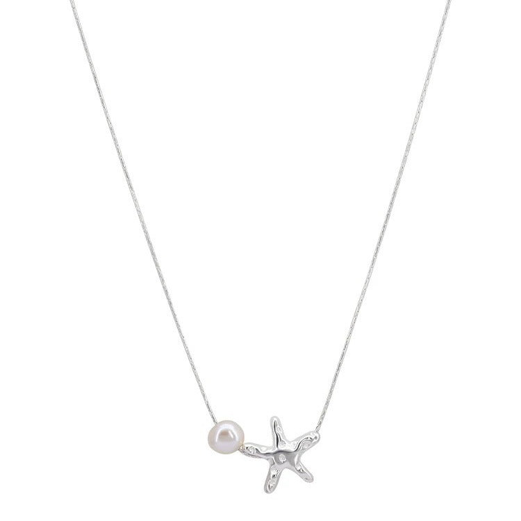 Damen Kette mit verspieltem Seestern-Anhänger und eleganter Perle Shop Nory