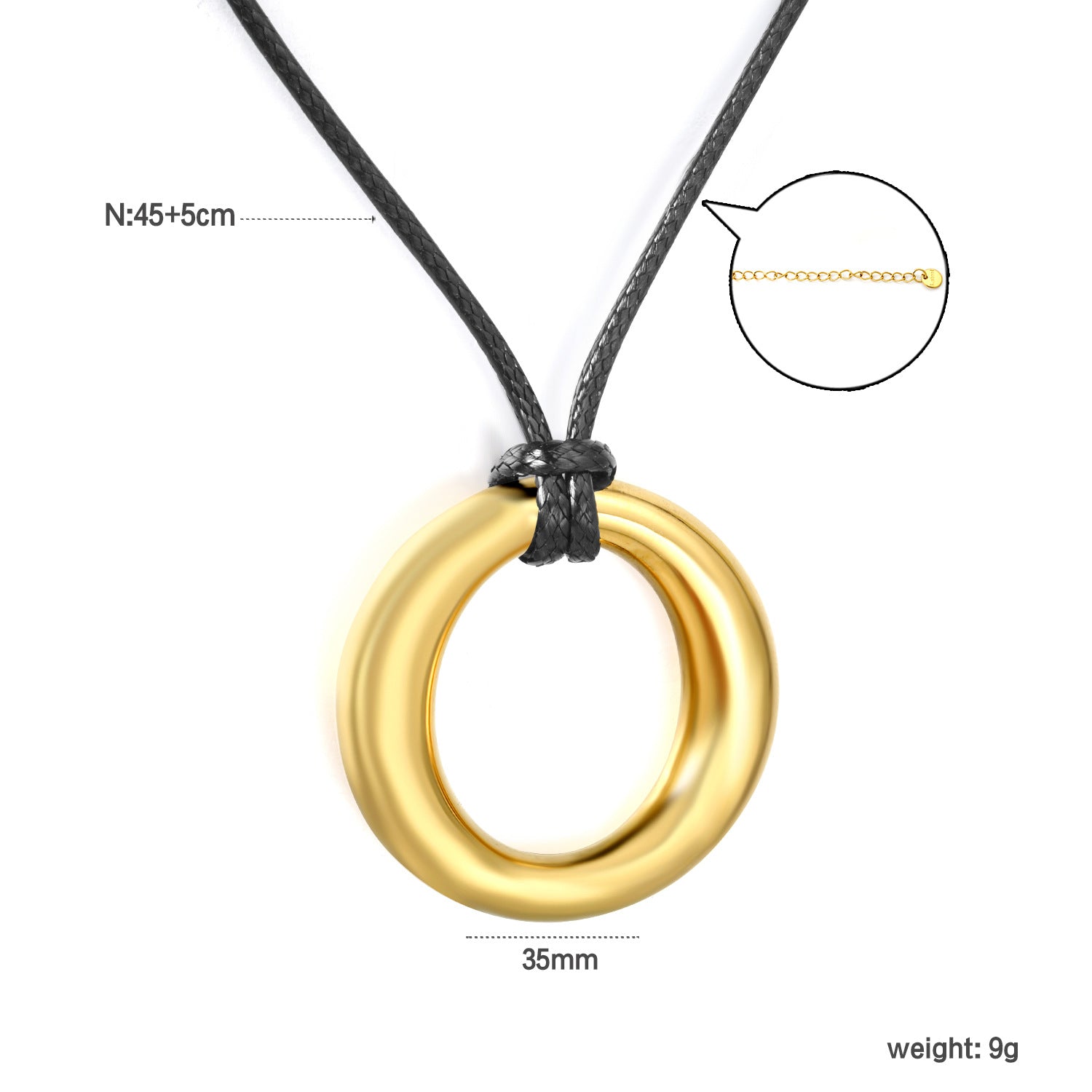 Damen Halskette mit modernem, glänzendem Ring-Anhänger aus edlem Edelstahl Shop Nory