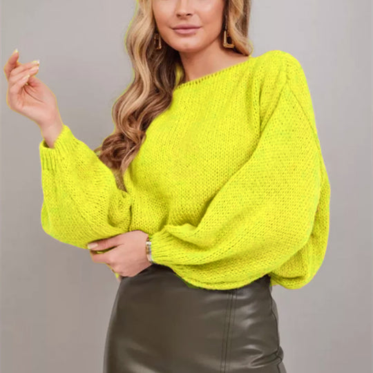 Damen Schulterfreier Mohair‑Optik Oversize-Pullover mit überschnittener Passform und kurzem Saum Shop Nory