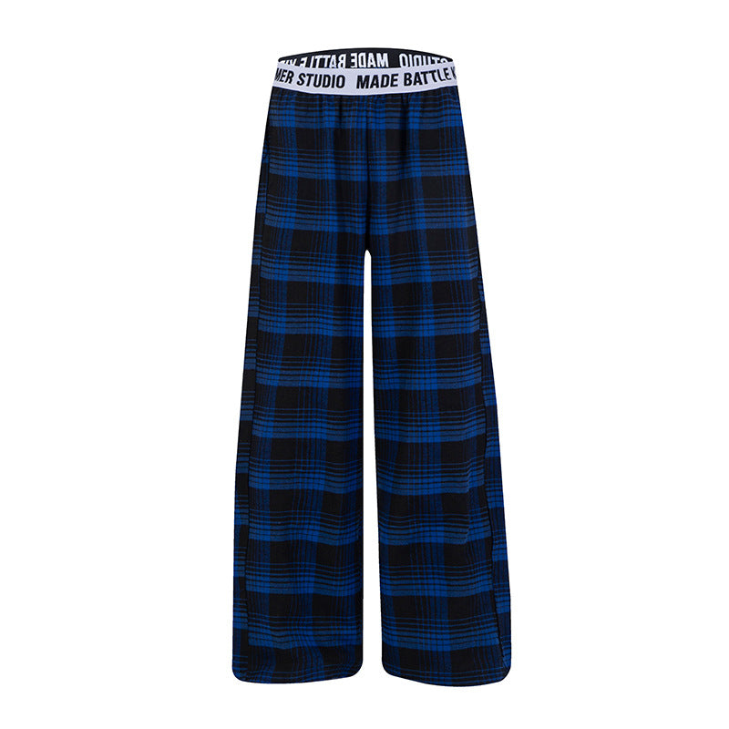 Damen Weite Lounge-Hose mit Karomuster und elastischem Logobund Shop Nory
