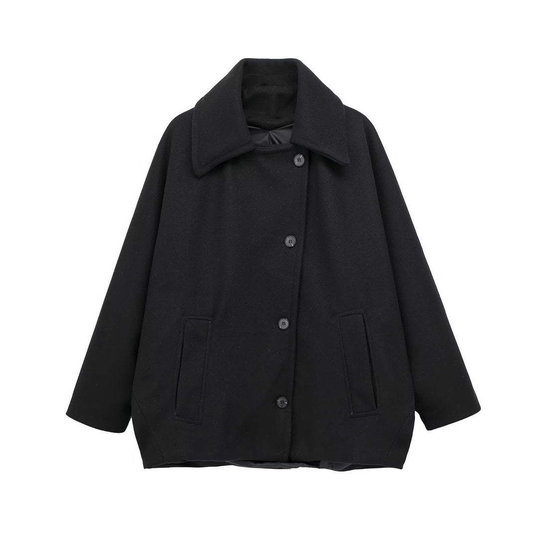Damen Kurz geschnittener Oversize-Wollmix-Caban mit weitem Revers und kastiger Silhouette Shop Nory