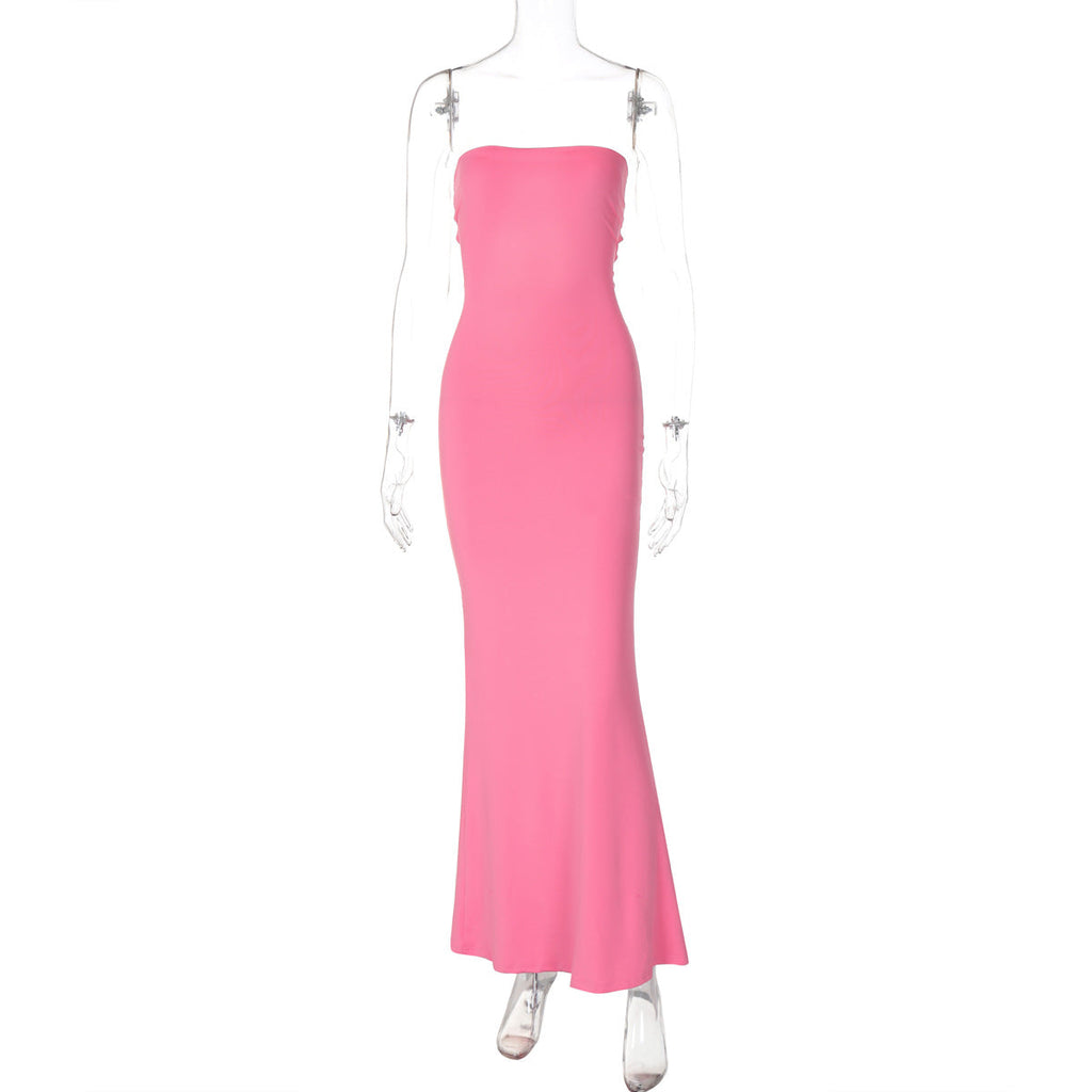 Damen Figurbetontes Maxikleid ohne Träger