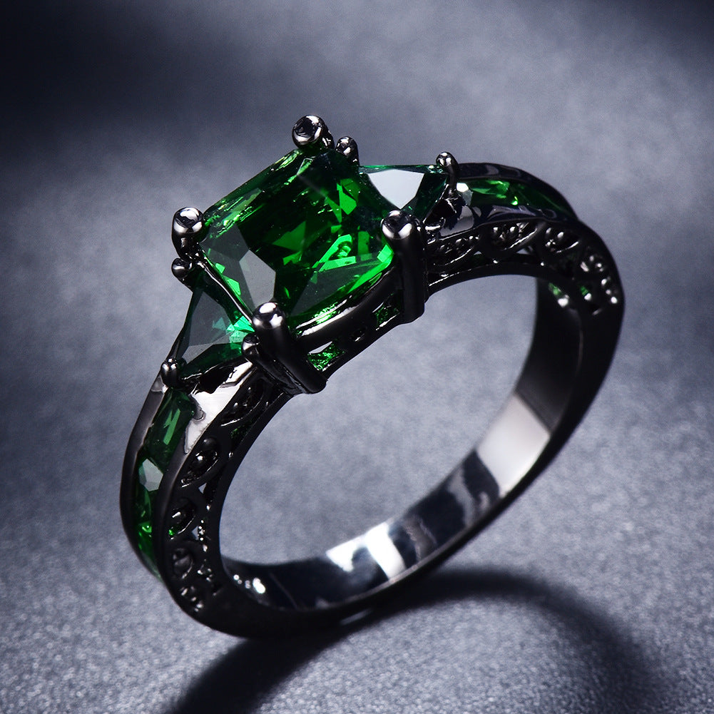 Damen Ring mit funkelndem grünem Zirkon und eleganter Edelstahlfassung Shop Nory