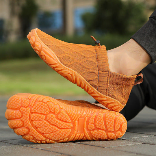 Unisex nan Hybrid-Slipper für Indoor und Outdoor mit elastischem Strickschaft, Zugstopper und profilierter Gummisohle