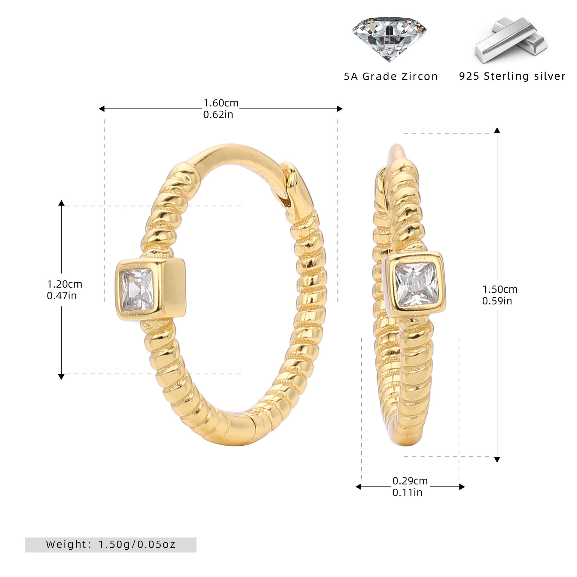 Damen Creolen im Vintage-Stil mit Zirkon-Detail Shop Nory