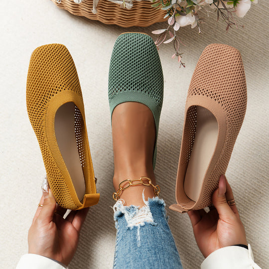 Damen Atmungsaktive Strick‑Ballerinas mit quadratischer Spitze Shop Nory