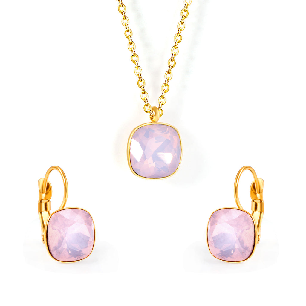 Damen Schmuckset mit exquisiten rosa Kristallen Shop Nory
