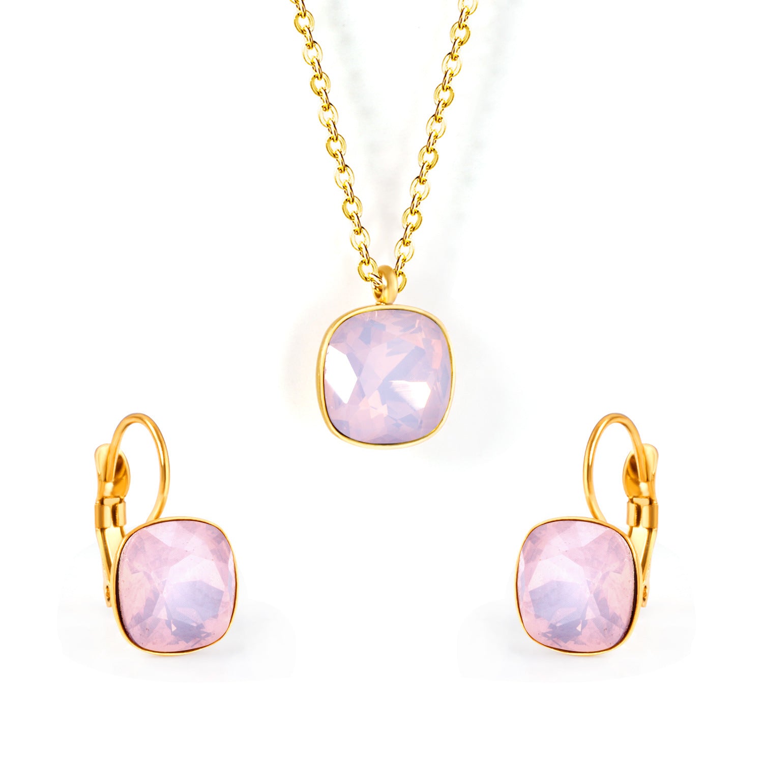 Damen Schmuckset mit exquisiten rosa Kristallen Shop Nory