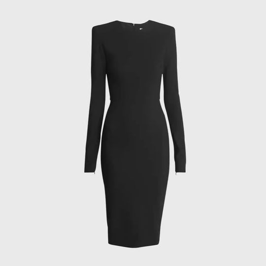 Damen Figurbetontes Midikleid mit Rundhalsausschnitt und langen Ärmeln Shop Nory