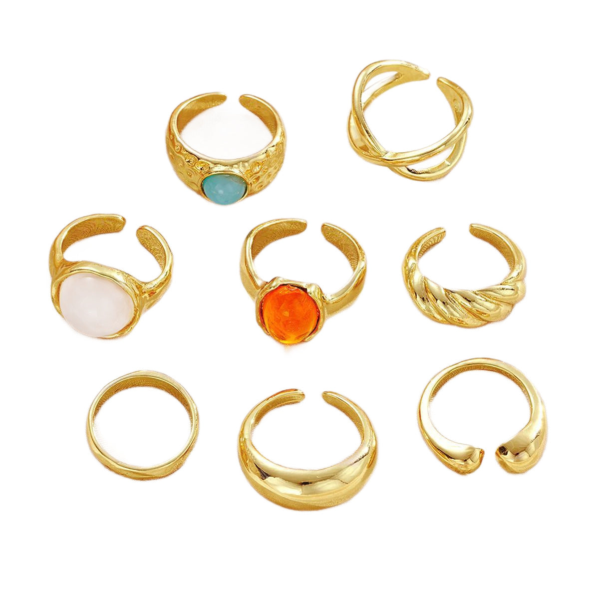 Damen Ring-Set mit verschiedenen einzigartigen Designs und funkelnden Akzenten Shop Nory