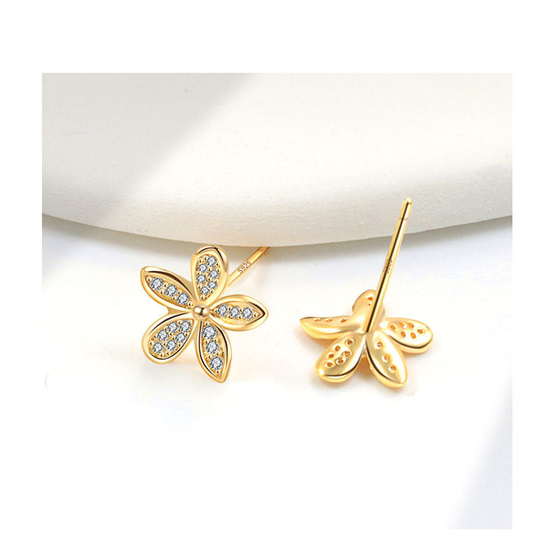 1 Paar 18K vergoldete 925 Sterling Silber Zirkon 925 Sterling Silber Ohrringe Blumen Ohrstecker | Shop Nory