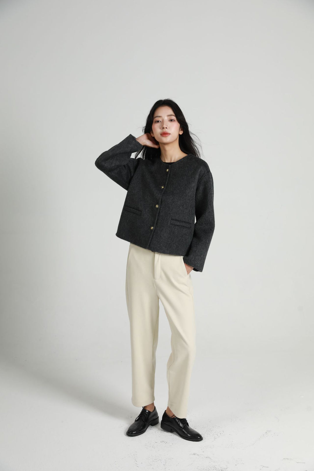 Damen Modische Kurzjacke mit Knopfleiste Shop Nory