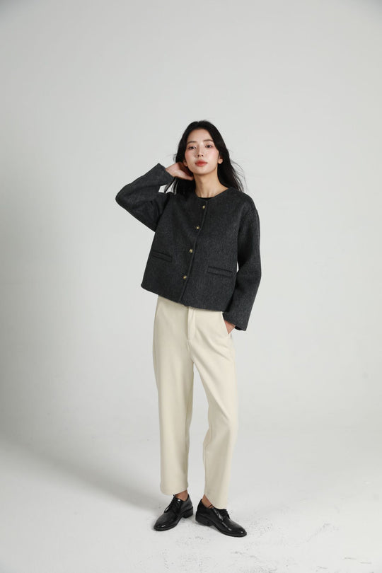 Damen Modische Kurzjacke mit Knopfleiste Shop Nory