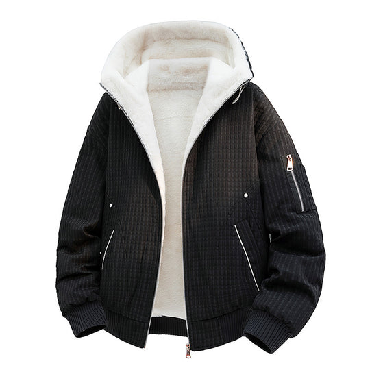 Damen Gefütterte Teddy-Fleece Bomberjacke mit Kapuze und feiner Steppstruktur Shop Nory