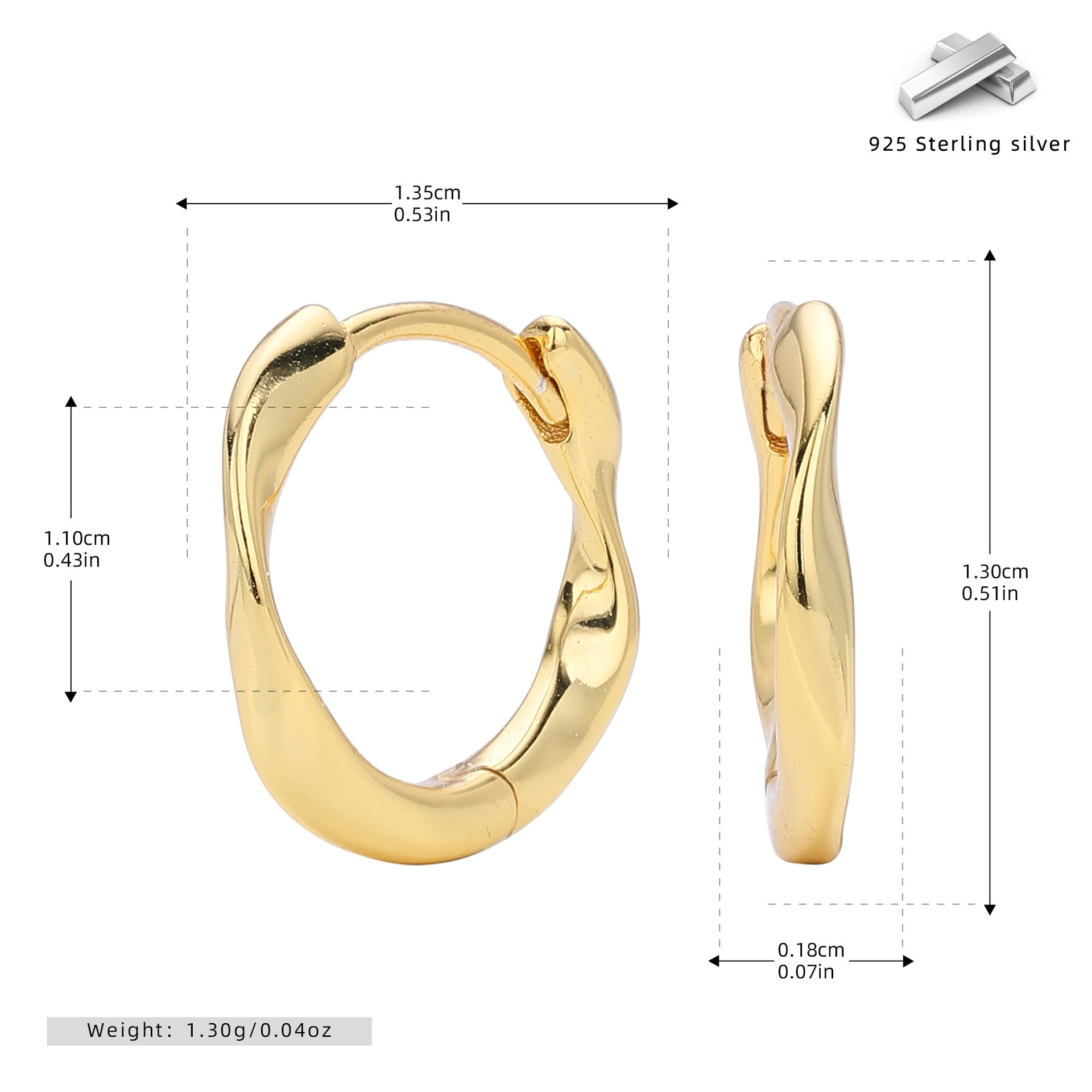 Damen Creolen im eleganten, geschwungenen Design aus hochwertigem 925 Sterling Silber Shop Nory