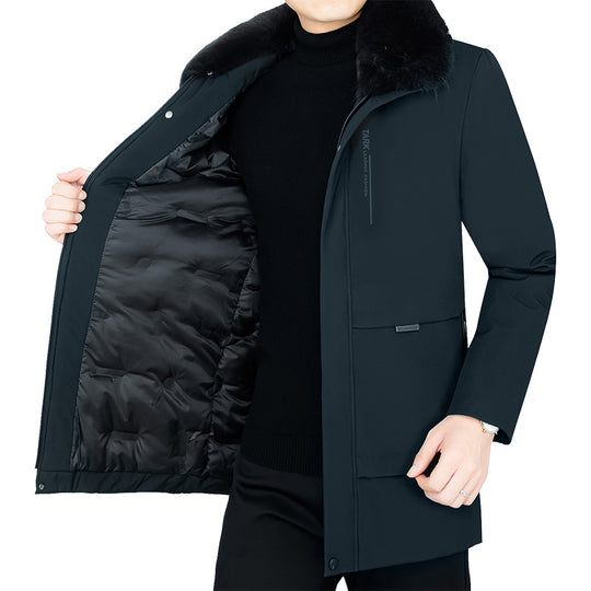 Herren Wärmender Kurzmantel mit abnehmbarem Kunstfellkragen und gesteppter Thermofütterung Shop Nory
