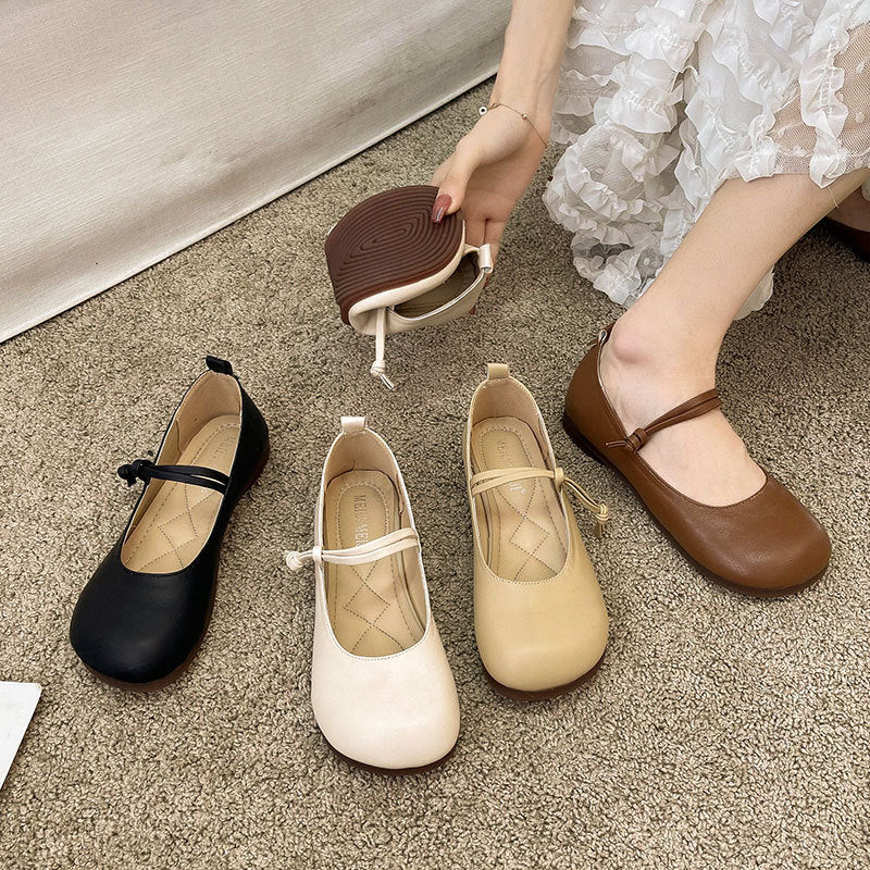 Damen Bequeme und elegante Ballerinas mit verstellbarem Riemen und weicher Innensohle