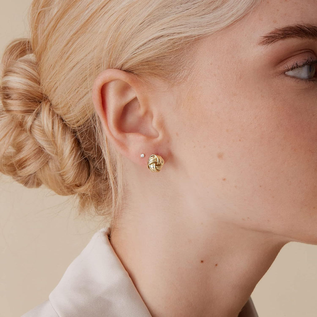 Damen Ohrstecker mit elegantem Knoten-Design und funkelnden Zirkonia Shop Nory