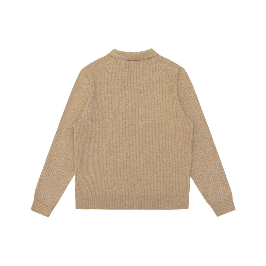 Unisex Gerippter Polokragen-Pullover aus Feinstrick mit Knopfleiste Shop Nory