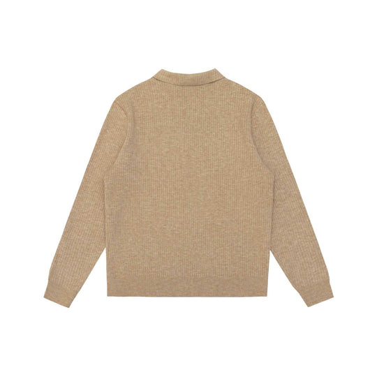 Unisex Gerippter Polokragen-Pullover aus Feinstrick mit Knopfleiste Shop Nory