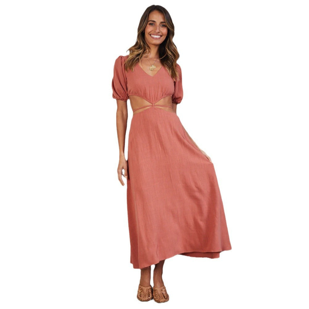 Damen Maxikleid mit kreativen Cut-Outs Shopnory