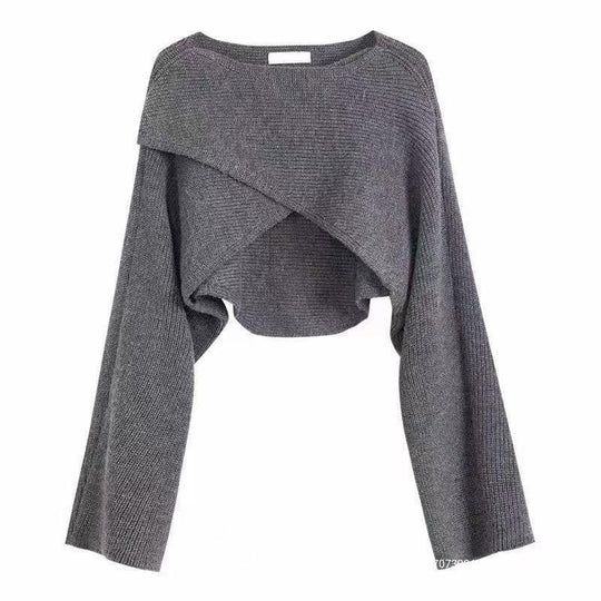 Damen lässiger Cropped-Pullover mit asymmetrischem Schnitt und strukturierter Oberfläche