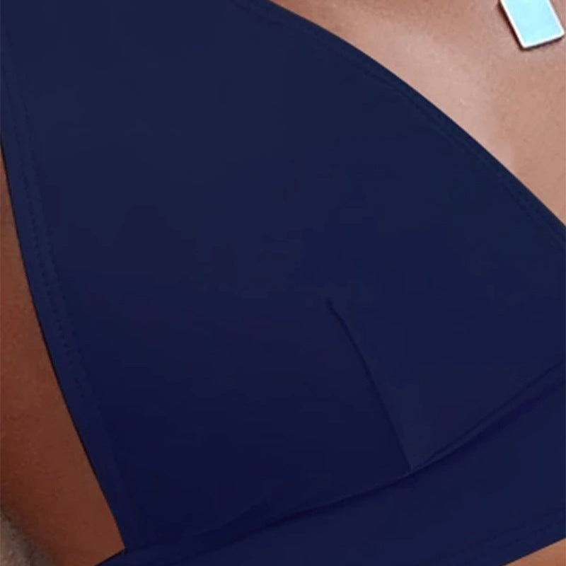 Damen Hochgeschnittener Bikini mit V-Ausschnitt und breiten Trägern Shopnory