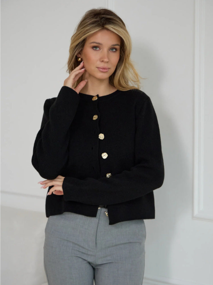 Damen Elegante Strickjacke mit Perlenknöpfen Shop Nory