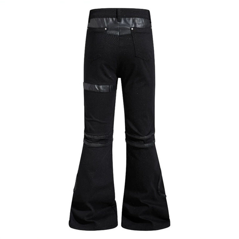 Damen ausgestellte Culotte-Hose mit Biker‑Nähten, hohem Bund und Patchwork‑Einsätzen Shop Nory