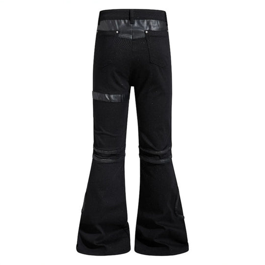 Damen ausgestellte Culotte-Hose mit Biker‑Nähten, hohem Bund und Patchwork‑Einsätzen Shop Nory