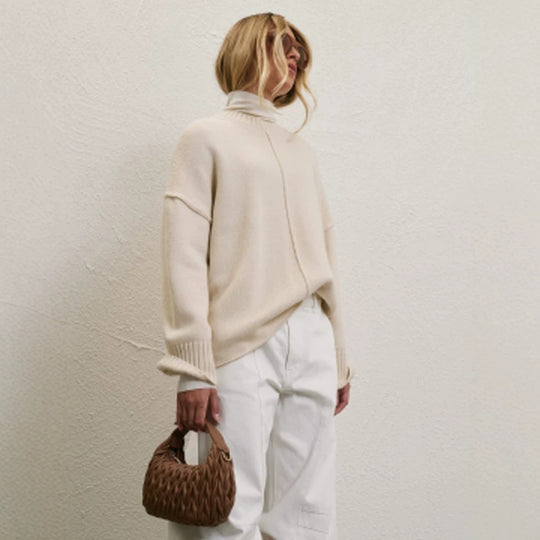 Damen Oversized Rollkragenpullover mit verdeckter Mittelnaht Shop Nory