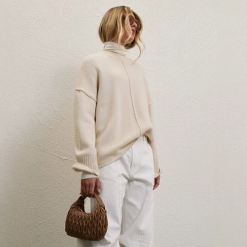 Damen Oversized Rollkragenpullover mit verdeckter Mittelnaht Shop Nory