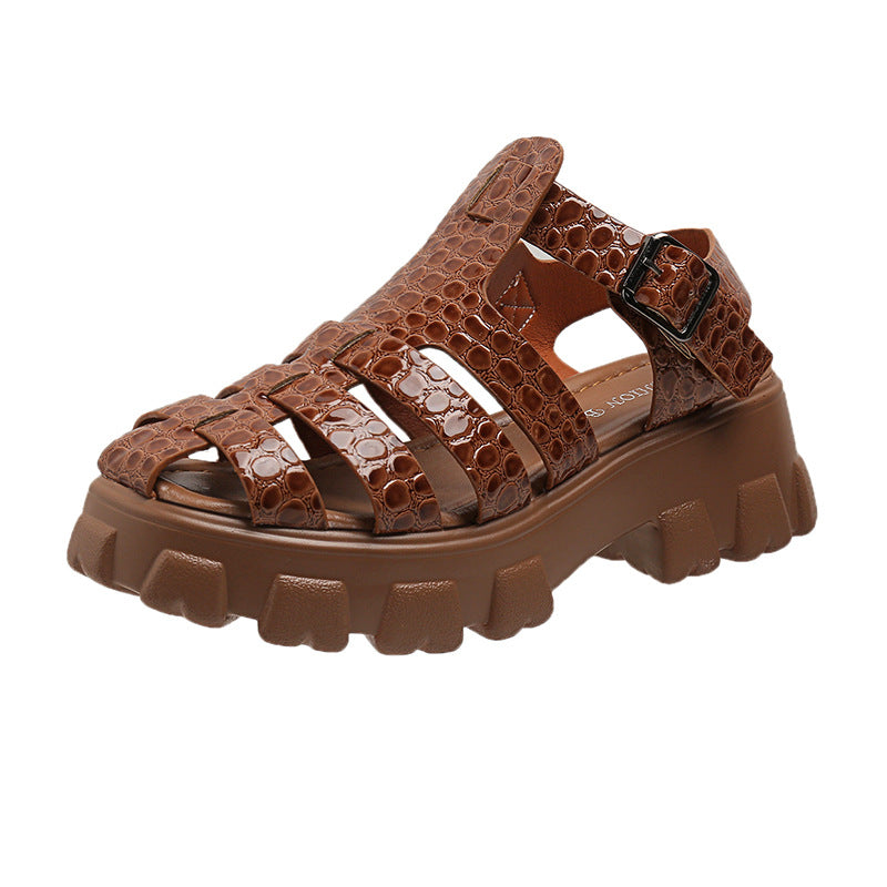 Damen Plateau-Sandalen mit trendigem Riemendesign und stabiler Gummisohle