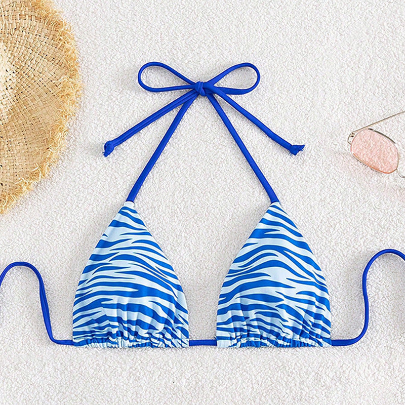 Damen Triangel-Bikini mit verspieltem Wellenmuster