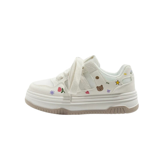 Damen Plateau-Sneaker mit niedlichen Cartoon-Prints und gepolstertem Komfortkragen Shop Nory