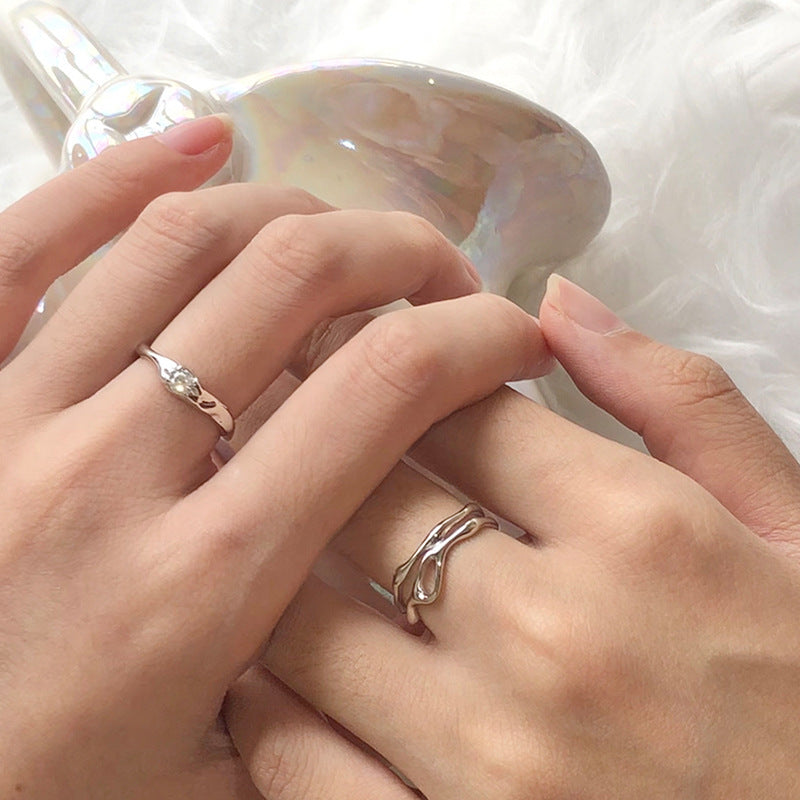 Damen Offener Ring mit elegantem Wellenmuster und funkelndem Zirkonia Shop Nory