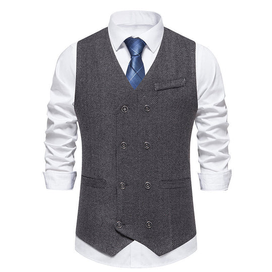 Herren elegante Doppelreiher-Weste im strukturierten Design